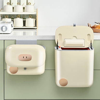 【E-Pin 逸品生活】奶油色滑蓋廚房垃圾桶9L 獨立內筒 香薰 壁掛 廚餘桶