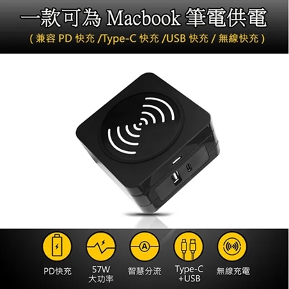 三合一 無線充電板+PD+QC3.0充電器(57W)